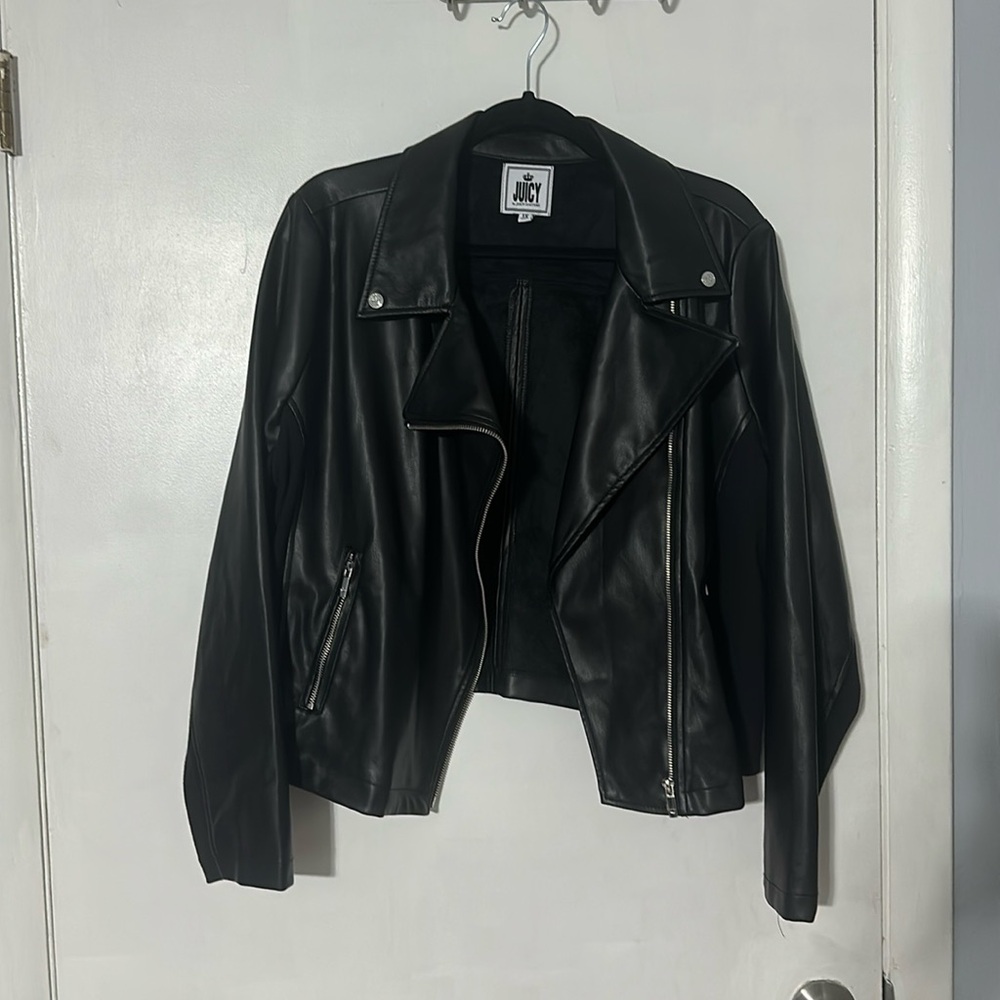 PLUS Black Faux Leather Jacket 1X Juicy Couture
